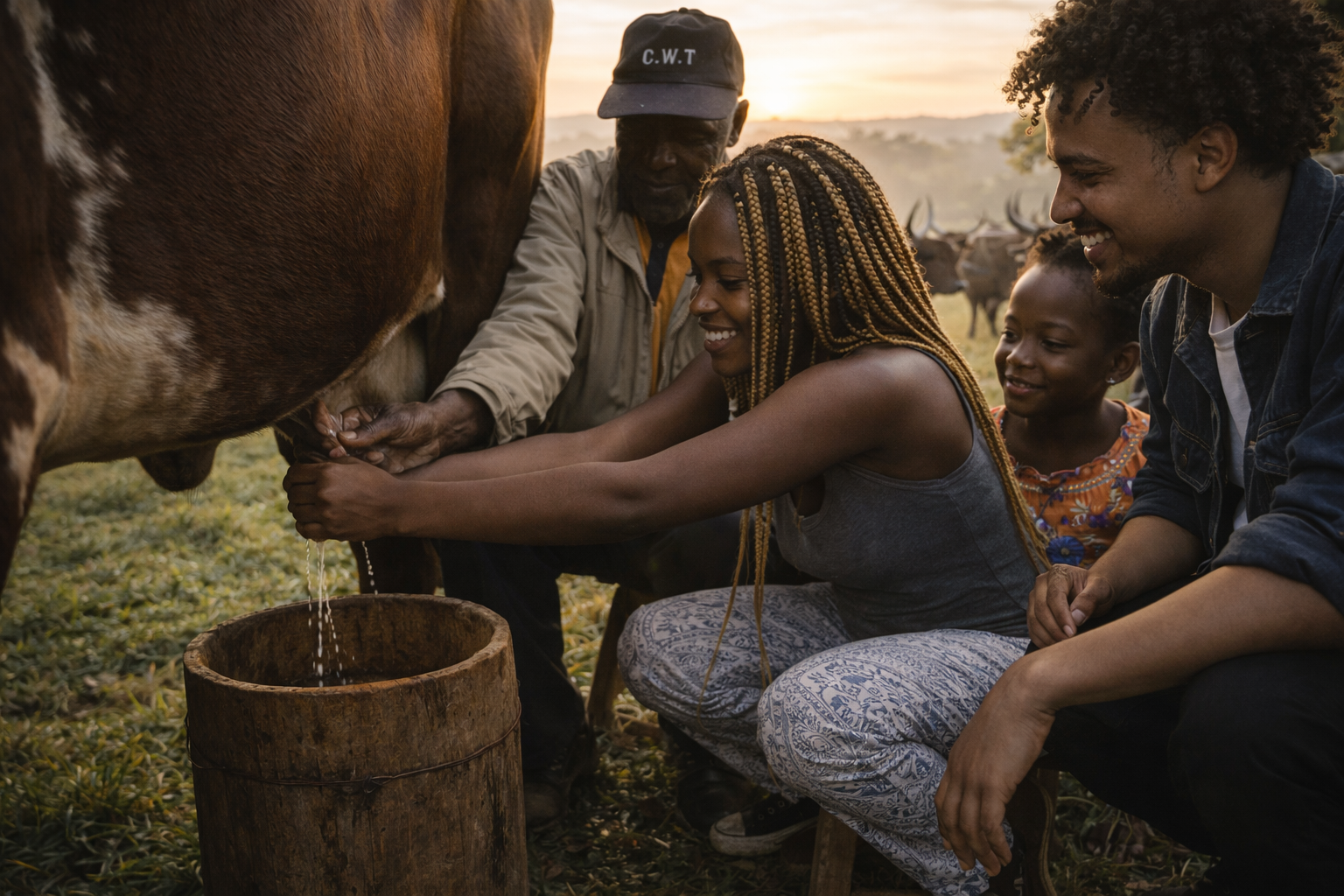 Cow Milking at Sunrise