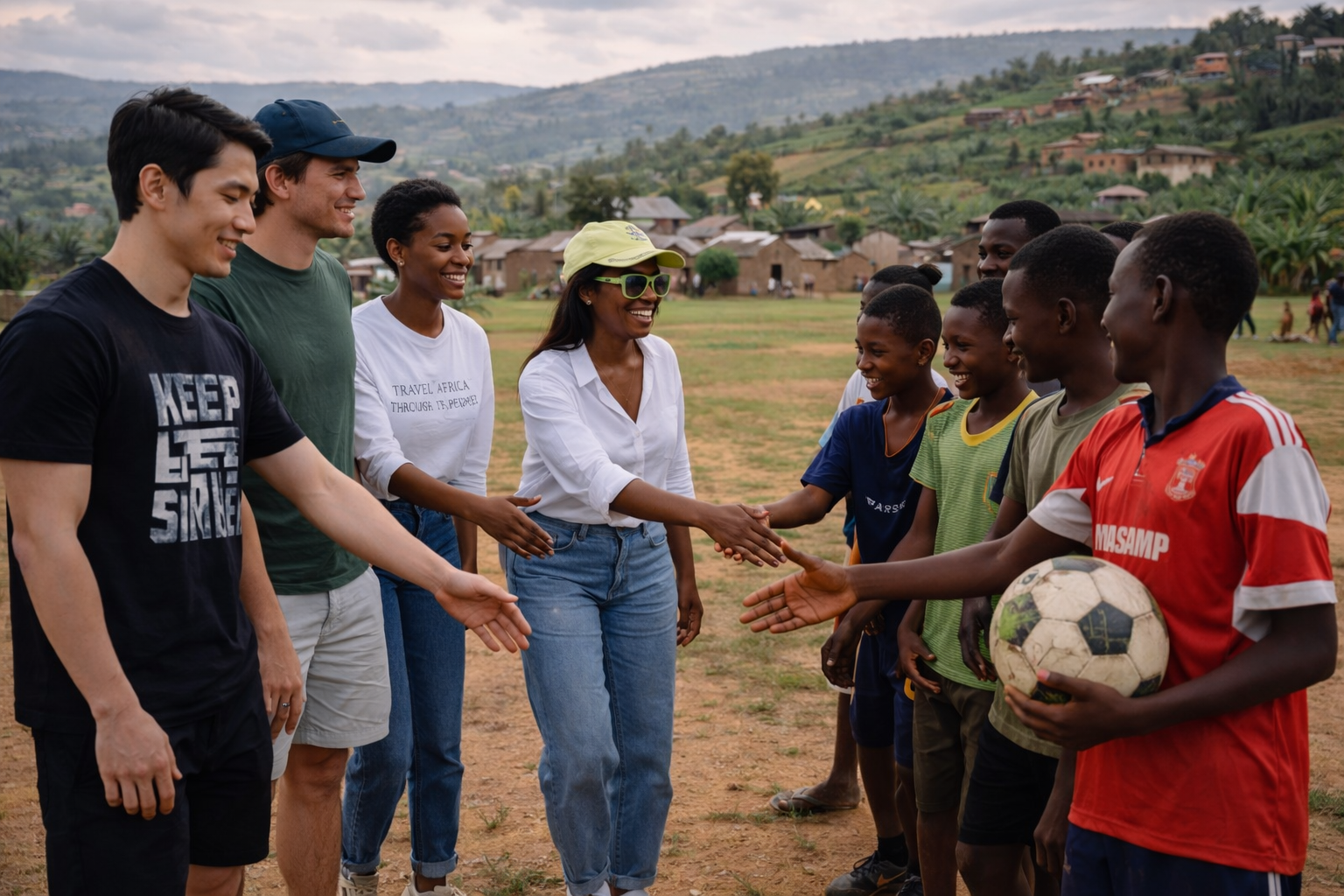 Village Football Match with Local Youth